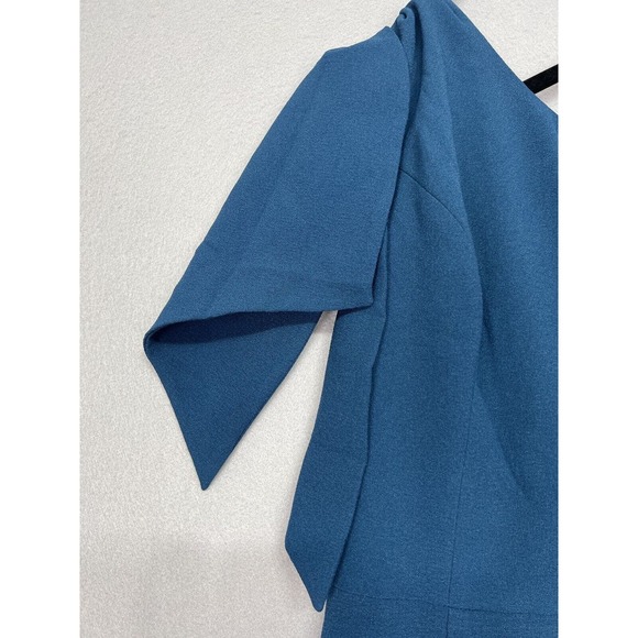 DRESS THE POPULATION Tiffany One-Shoulder Midi Dress Peacock Blue Plus Size XXL - Picture 8 of 14